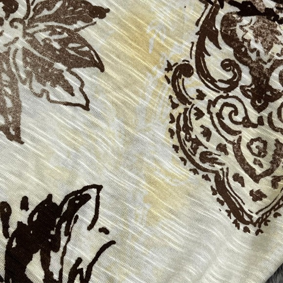 Alfred Dunner Paisley Floral Blouse Womens 1X White Brown 3/4 Sleeve Stretch NWT - Picture 5 of 16